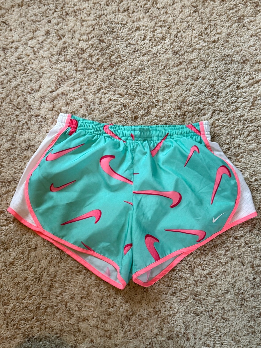 Kids Nike Aqua Pink Swoosh Shorts